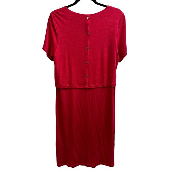 J Jill Sangria Sangria Red Knit Layered Button Down Back Dress Size Medium NEW - Picture 5 of 11